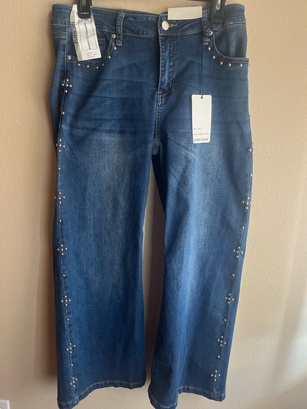 Women's Dark Blue Stud-Embellished Jeans